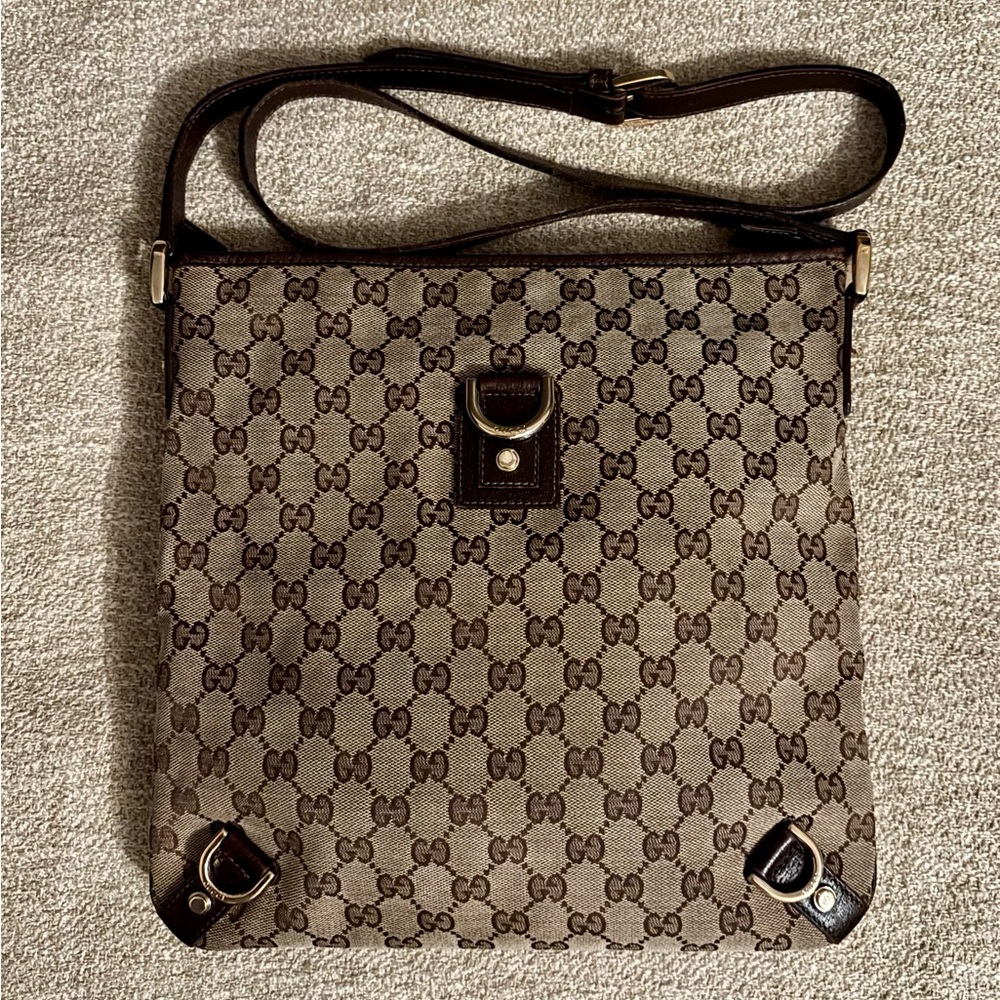 Gucci Abbey D-Ring Monogram Canvas and Leather Crossbody Bag